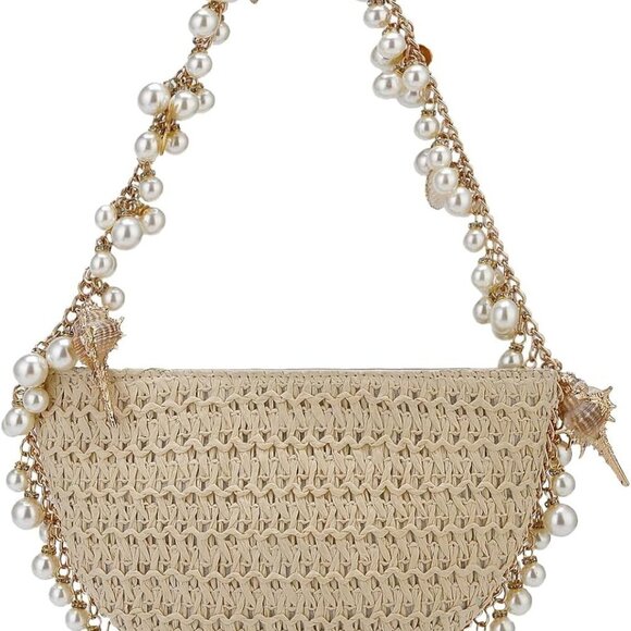 Summer Ready Hand-Woven Straw Handbag with Zipper - Perfect for Travel & Parties - Picture 1 of 6